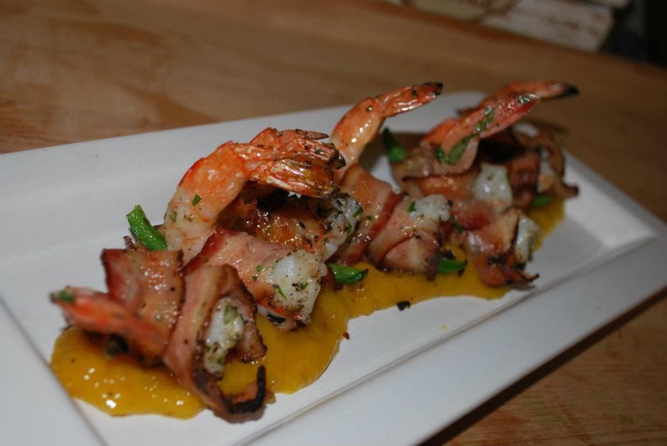 shrimp and mango photo: Smoked Bacon-Jalapeno Wrapped Shrimp, Mango Puree 282805_4696207176964_744595793_n.jpg
