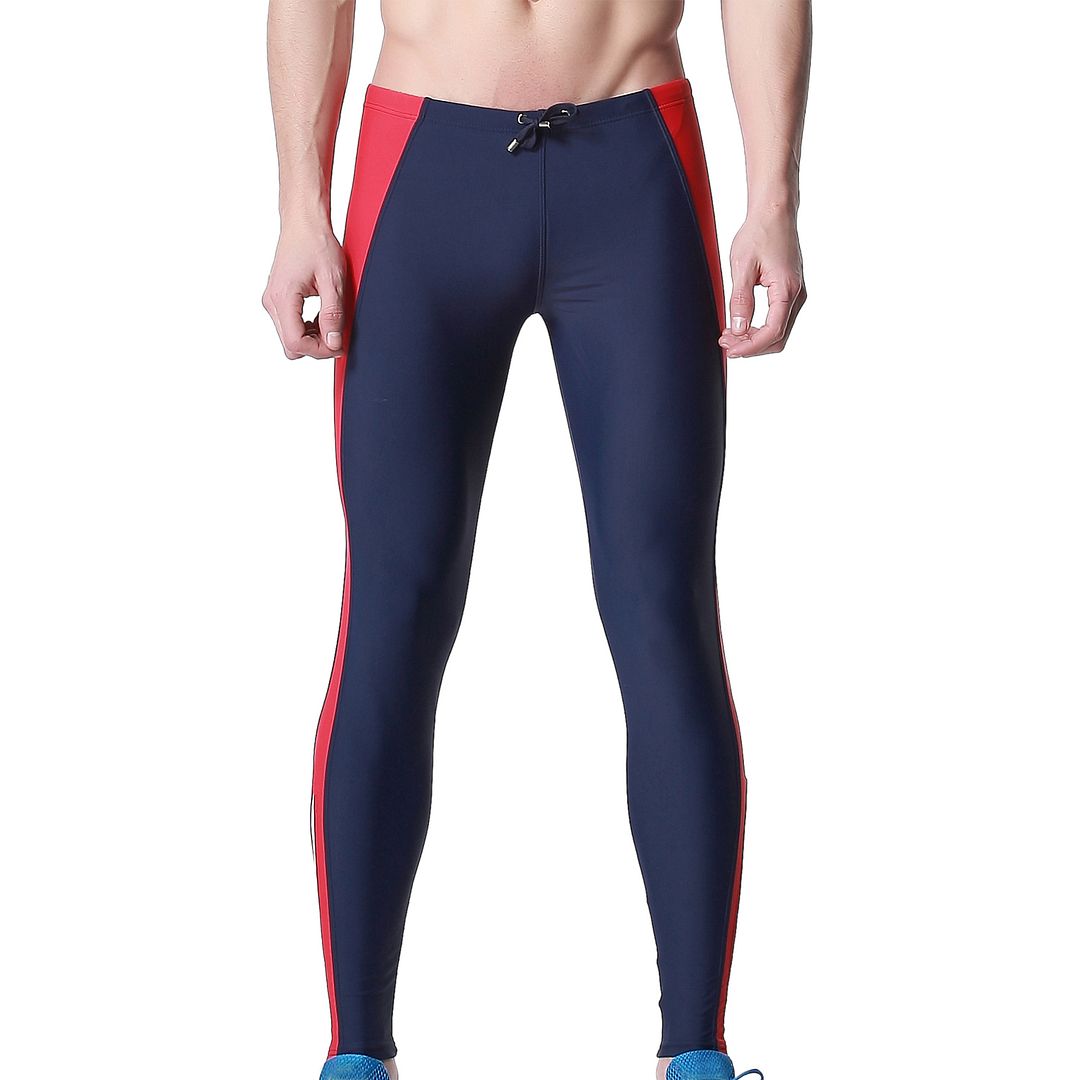 6851 New Men's Sport Fitness Swim Trunks Long Leg Swimming Tights