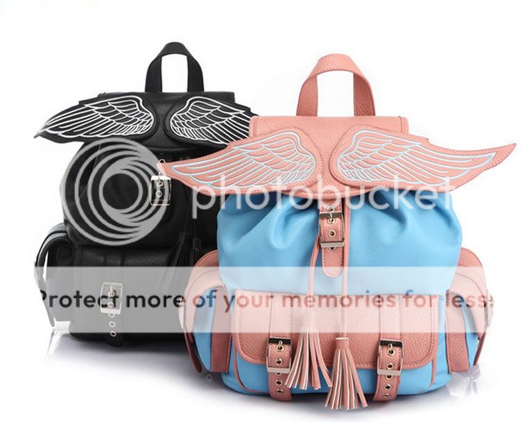 AD713 Women Angel Wings Backpack Weekend Travel Bag Stachel Purse Bag Bookbags
