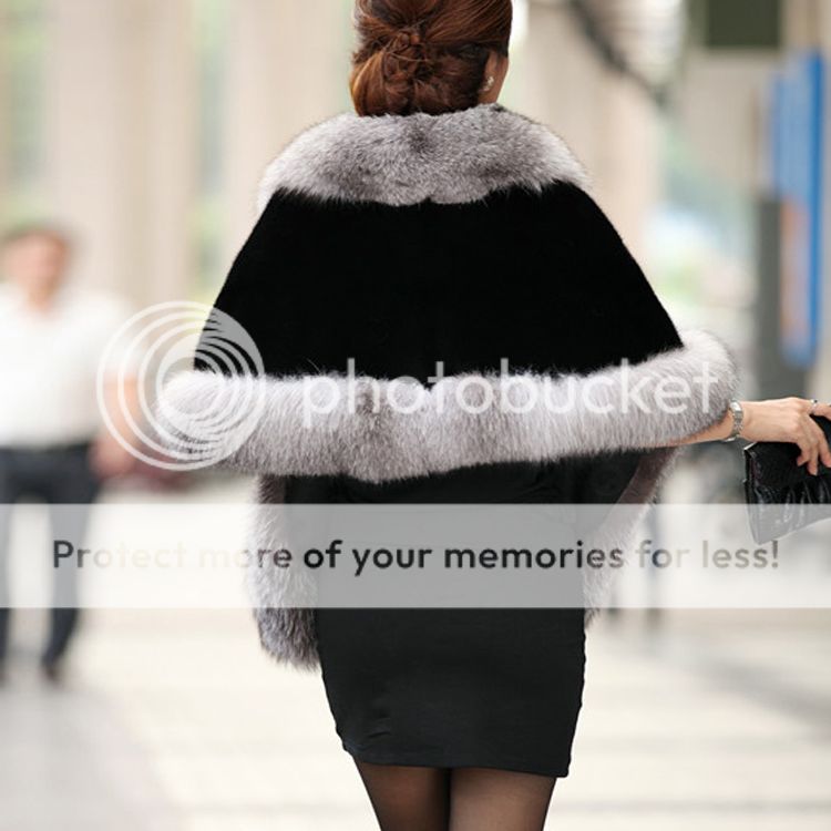 Luxury Womens Ladies Faux Mink Cashmere Wedding Winter Long Fur Coat Shawl Cape | eBay