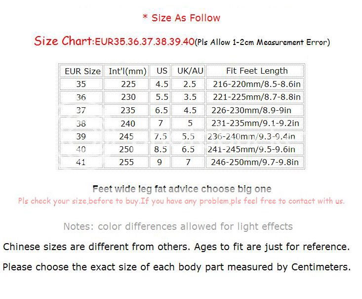 Chinese Size Chart Shoes
