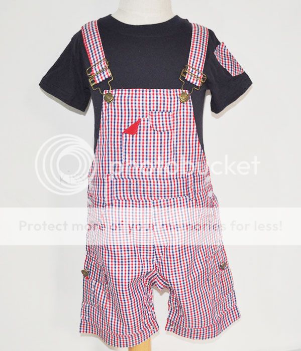 A1640 Boys Kids Baby Clothes Set Overalls 2pcs Outfit Top Bib Pants S0 3Y