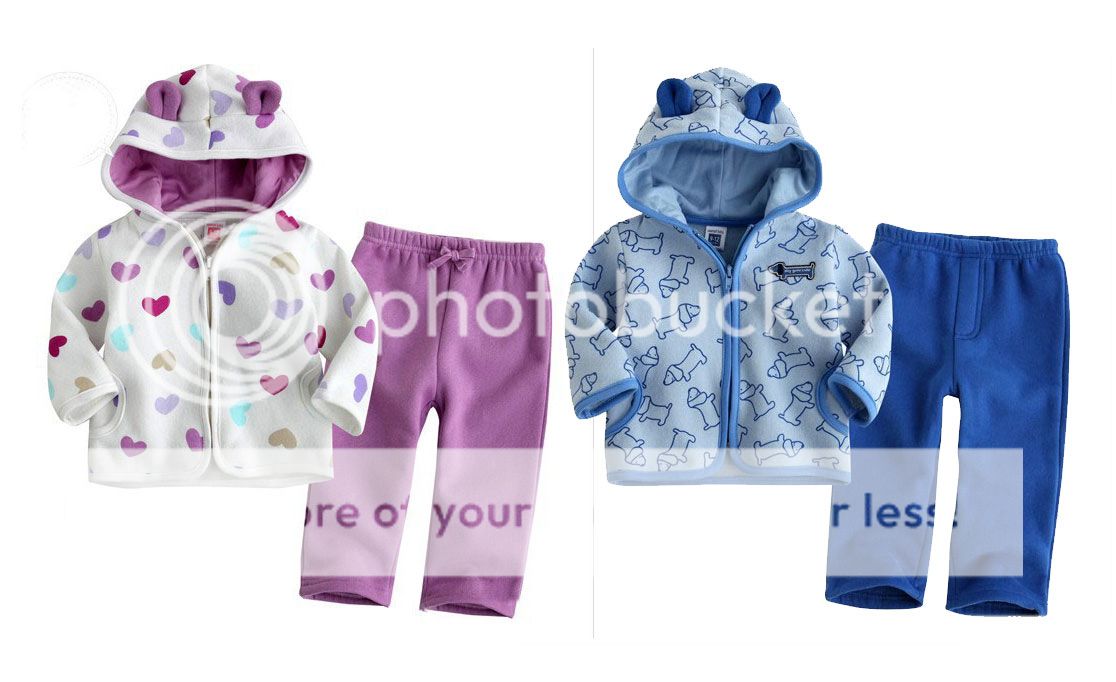 A2385 Boy Girl Kid Baby Fleece Hoodie Pants 2pcs Outfit Clothing Sets S0 3Y